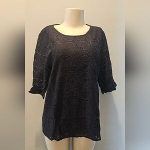 Unlisted by Kenneth Cole Navy Lace Blouse